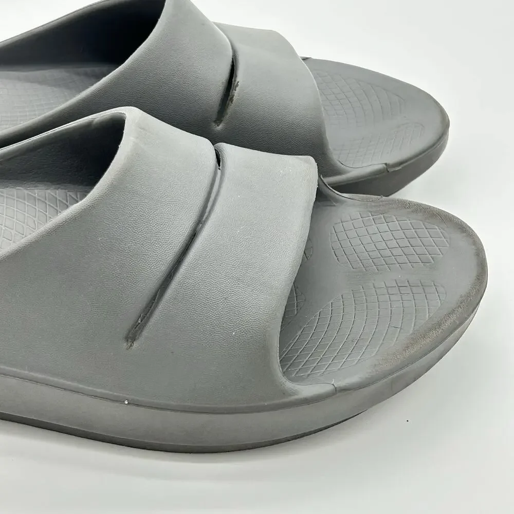 OOFOS OOahh Slide Sandal Gray Recovery Comfort Shoes Men 10 Women's 12